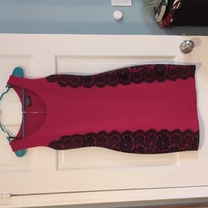 Guess Sleeveless Red Dress With Black Lace